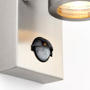 KEW Up / Down Outdoor PIR Sensor Stainless Steel Garden Porch Wall Light | GU10 | IP44 | 4000K Neutral White