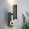 KEW Up / Down Outdoor PIR Sensor Stainless Steel Garden Porch Wall Light | GU10 | IP44 | 4000K Neutral White