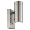 KEW Up / Down Outdoor Photocell Dusk Dawn Porch Wall Light IP44 GU10 Stainless Steel - 4000K Cool White