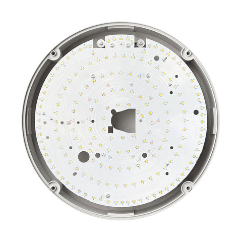 BALHAM Drum Bulkhead Light Fitting | LED 18W 1600lm | CCT Tri-Colour | IP65 | Polished Chrome | 3hr Emergency Function | Microwave Motion Sensor