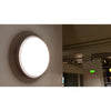 SOHO 20W LED Bulkhead light on wall in basement with white LEDs illuminated