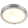Slim Round Bathroom Bulkhead Ceiling Light Fitting | 40W E27 | IP44 | Brushed Chrome | 2700K Warm White