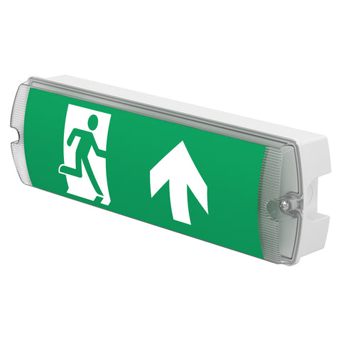 APEX Rectangle Fire Exit Bulkhead Light Fitting | LED 5W 220lm | 6500K Daylight White | IP65 | 3hr Emergency Function