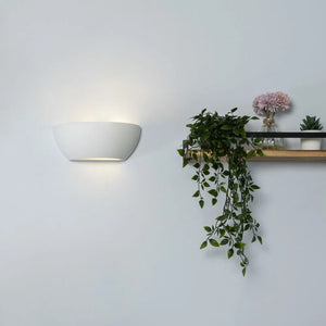 CARTER LED Half Moon Paintable Plaster Wall Uplighter Light | E14 SES | Up Down Light Effect | 2700K Warm White Dimmable