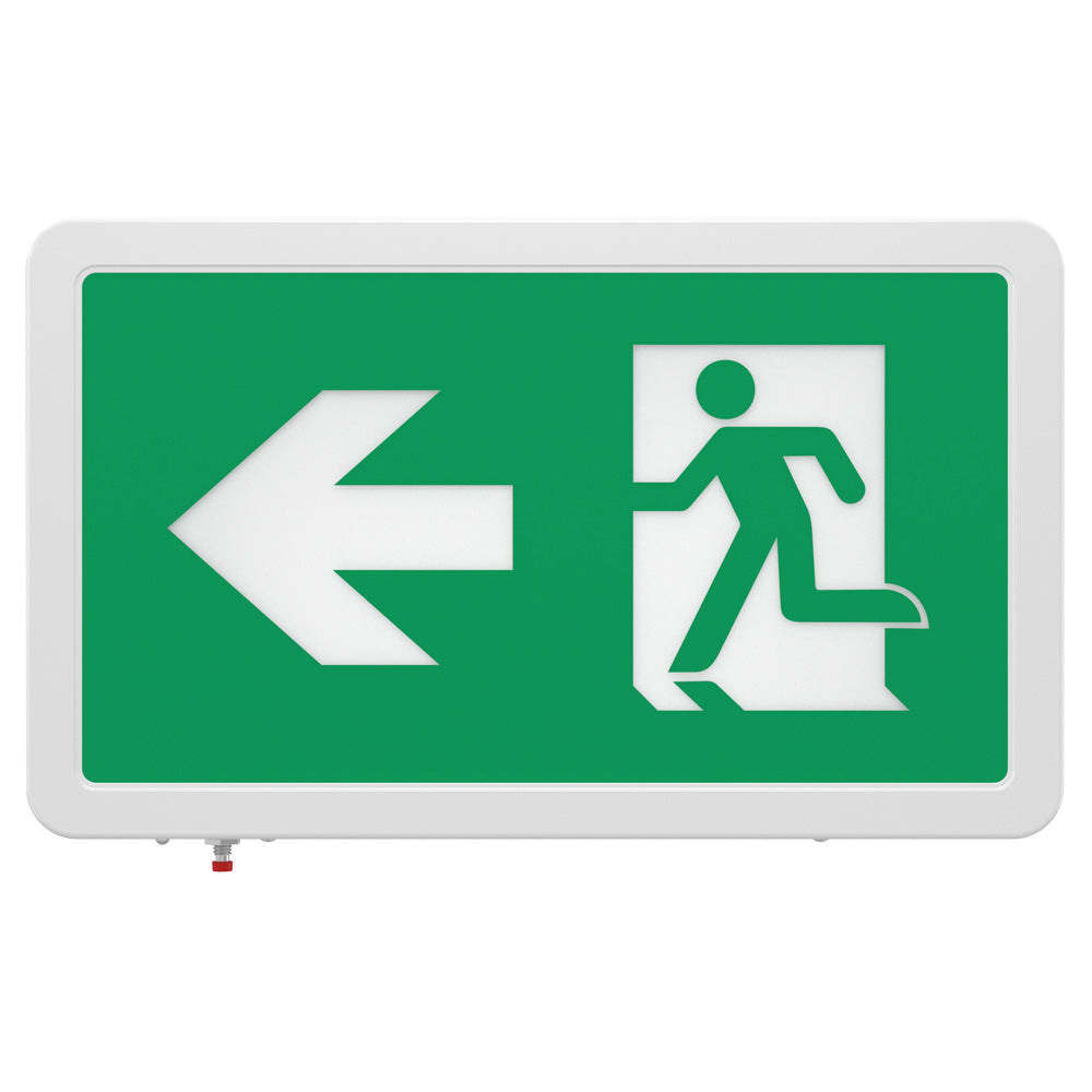 MAGNA Over Door Fire Exit Box Running Man Light | LED 4W 200lm | 6000K Daylight White | IP20 | 3hr Emergency Function | Left Arrow