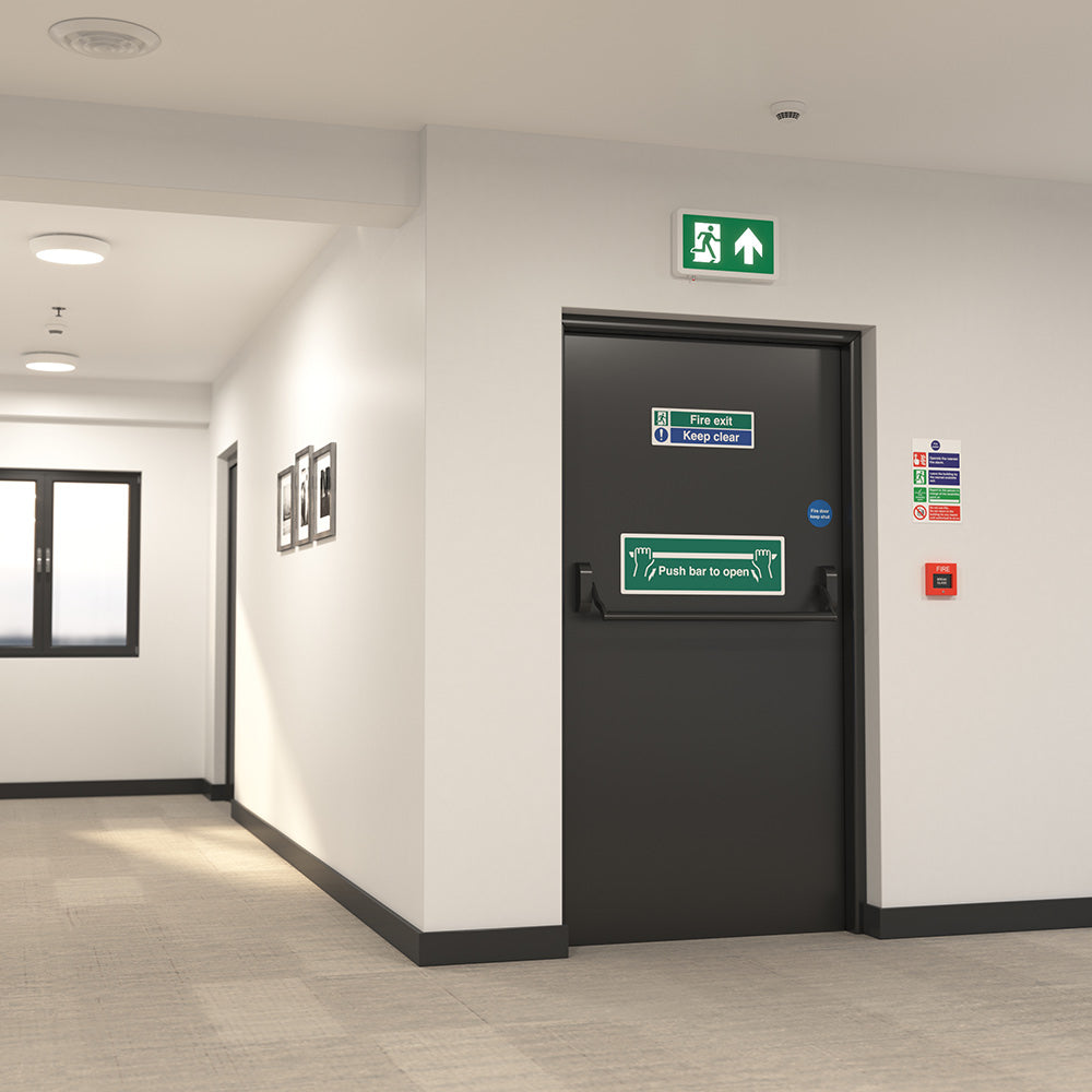 MAGNA Over Door Fire Exit Box Running Man Light | LED 4W 200lm | 6000K Daylight White | IP20 | 3hr Emergency Function | Left Arrow