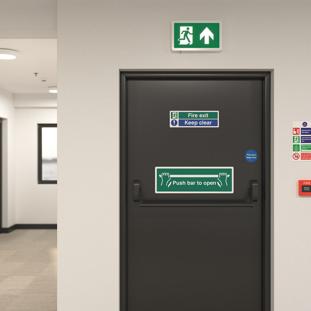 MAGNA Over Door Fire Exit Box Running Man Light | LED 4W 200lm | 6000K Daylight White | IP20 | 3hr Emergency Function | Left Arrow