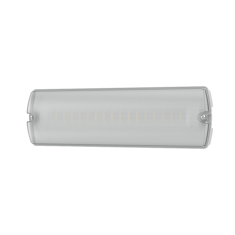APEX Rectangle Fire Exit Bulkhead Light Fitting | LED 5W 220lm | 6500K Daylight White | IP65 | 3hr Emergency Function
