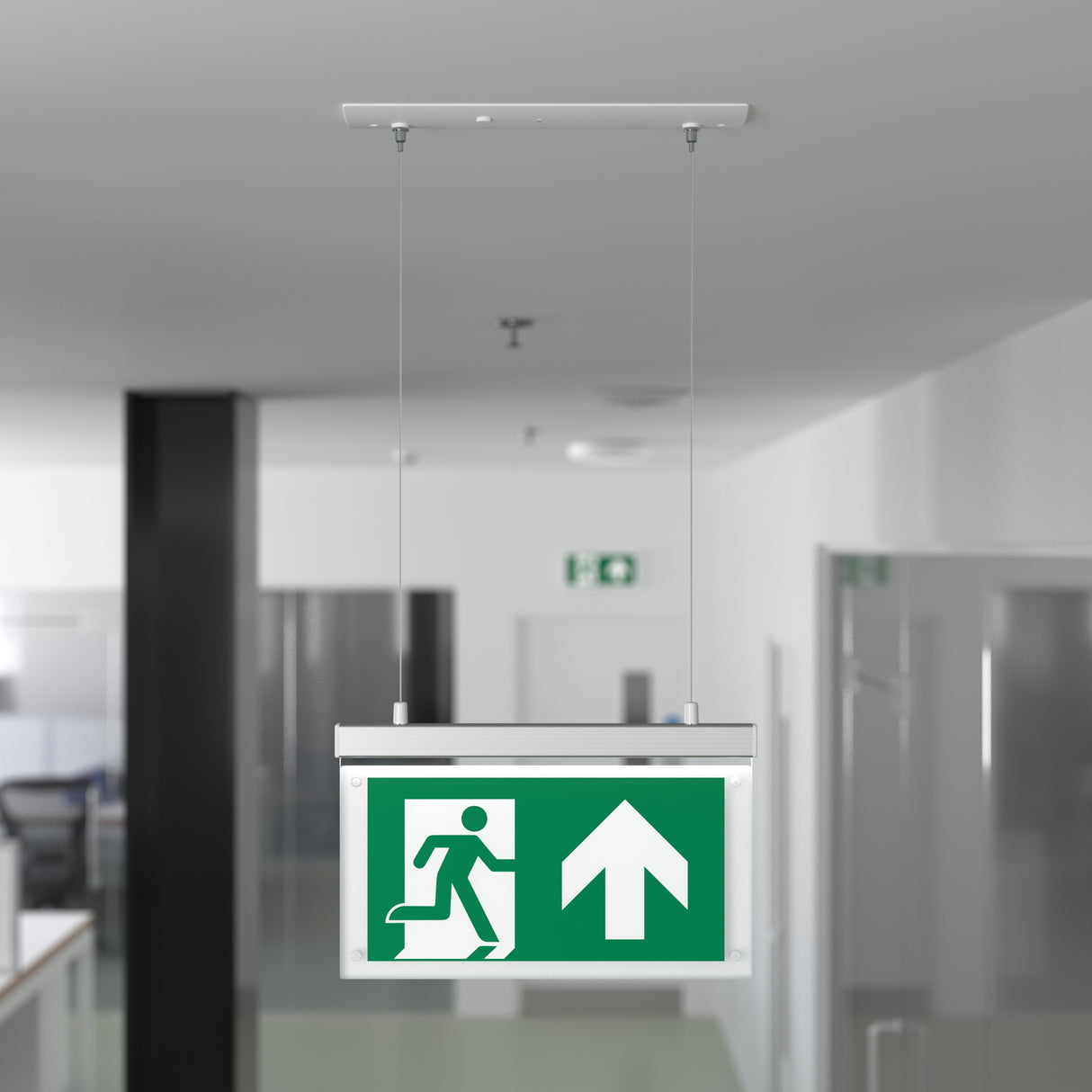 EDGE Suspended Recessed Ceiling Exit Running Man Sign Light | LED 3W 200lm | 6000K Daylight White | IP20 | 3hr Emergency Function