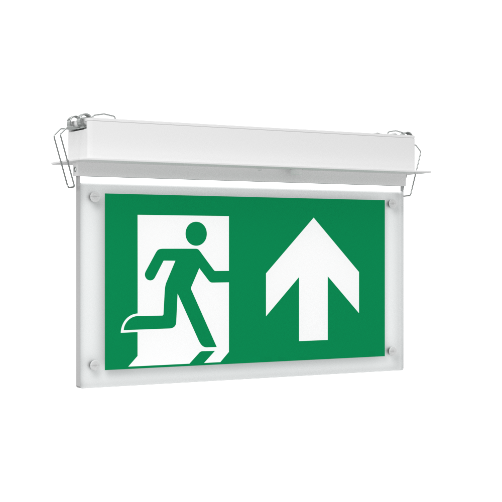 EDGE Recessed Ceiling Exit Running Man Sign Light | LED 3W 200lm | 6000K Daylight White | IP20 | 3hr Emergency Function