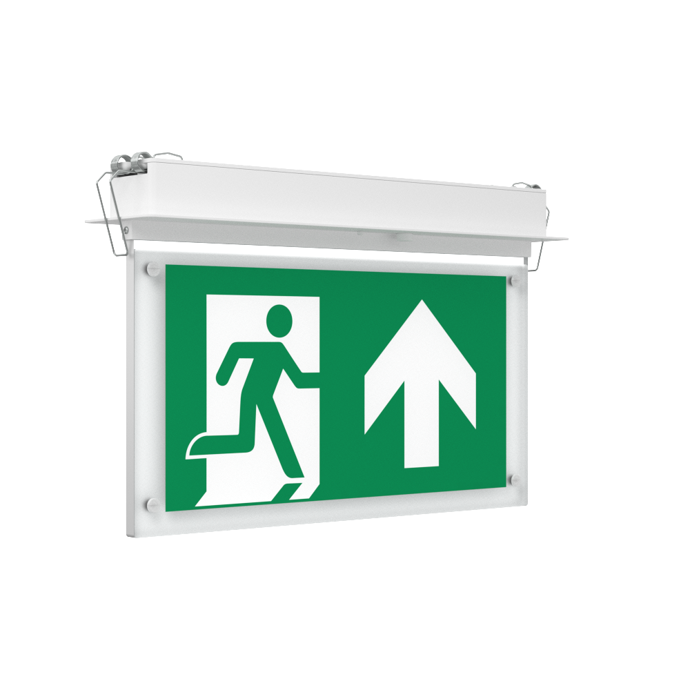 EDGE Recessed Ceiling Exit Running Man Sign Light | LED 3W 200lm | 6000K Daylight White | IP20 | 3hr Emergency Function