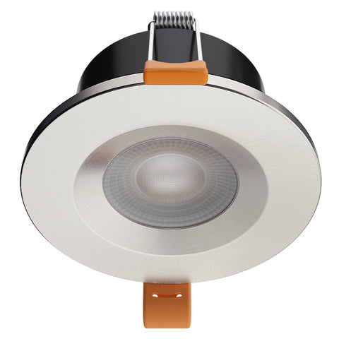 STRATA ONE | Tri-Colour CCT | LED Fire Rated Downlight | Dimmable 6W 600lm | IP65 | Brushed Chrome