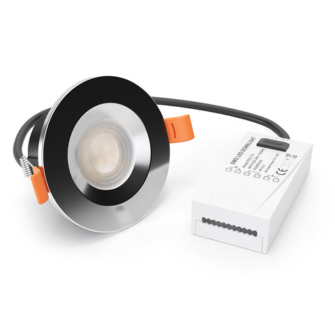 STRATA ONE | Tri-Colour CCT | LED Fire Rated Downlight | Dimmable 6W 600lm | IP65 | Polished Chrome
