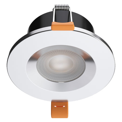 STRATA ONE | Tri-Colour CCT | LED Fire Rated Downlight | Dimmable 6W 600lm | IP65 | Polished Chrome