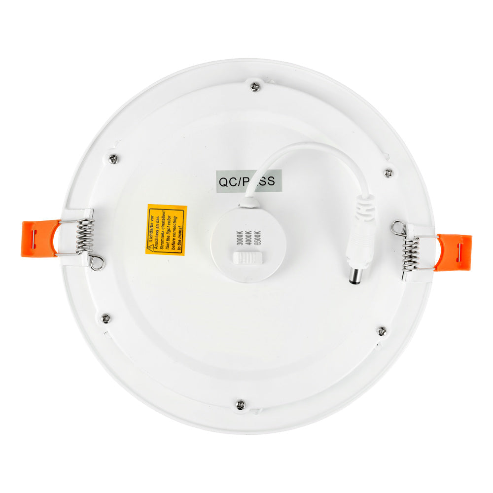 ALPHA-CT PANEL Slim Flat Recessed Round Downlight Fitting | LED 18W 1710lm | CCT Tri-Colour | IP44